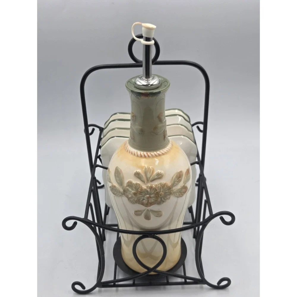 Toscana 6-pc Olive Oil Set Cruet Dipping Saucers Grapes Italy Appetizers
